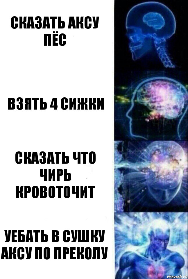 СКАЗАТЬ АКСУ ПЁС ВЗЯТЬ 4 СИЖКИ СКАЗАТЬ ЧТО ЧИРЬ КРОВОТОЧИТ УЕБАТЬ В СУШКУ АКСУ ПО ПРЕКОЛУ, Комикс  Сверхразум