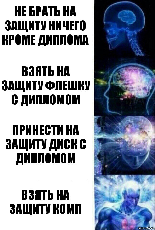 Не брать на защиту ничего кроме диплома взять на защиту флешку с дипломом принести на защиту диск с дипломом ВЗЯТЬ НА ЗАЩИТУ КОМП, Комикс  Сверхразум