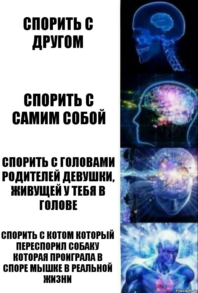 Спорить с другом Спорить с самим собой Спорить с головами родителей девушки, живущей у тебя в голове Спорить с котом который переспорил собаку которая проиграла в споре мышке в реальной жизни, Комикс  Сверхразум