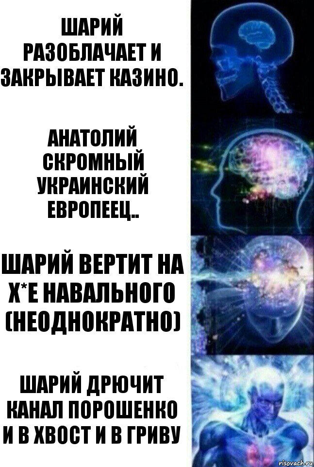 Шарий разоблачает и закрывает казино. Анатолий скромный Украинский Европеец.. Шарий вертит на х*е Навального (неоднократно) Шарий дрючит канал Порошенко и в хвост и в гриву, Комикс  Сверхразум