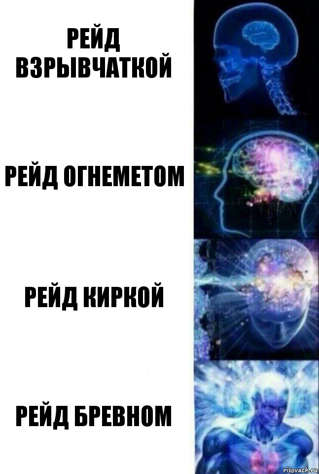 Рейд взрывчаткой Рейд огнеметом Рейд киркой Рейд бревном, Комикс  Сверхразум