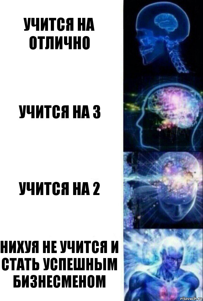 учится на отлично учится на 3 учится на 2 нихуя не учится и стать успешным бизнесменом, Комикс  Сверхразум