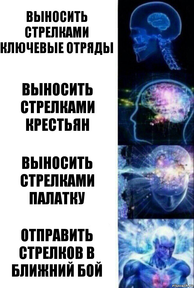 Выносить стрелками ключевые отряды Выносить стрелками крестьян Выносить стрелками палатку Отправить стрелков в ближний бой, Комикс  Сверхразум