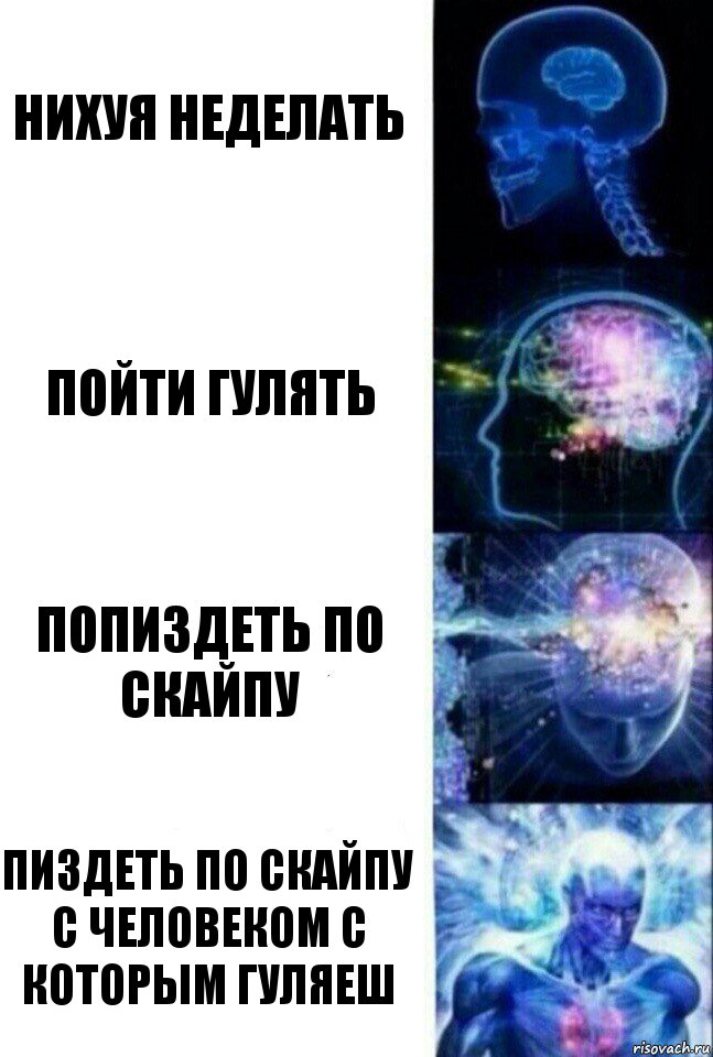 Нихуя неделать Пойти гулять Попиздеть по скайпу Пиздеть по скайпу с человеком с которым гуляеш, Комикс  Сверхразум