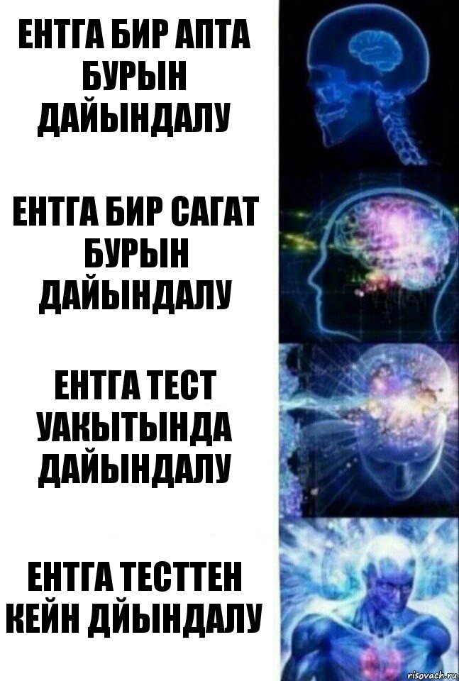 ентга бир апта бурын дайындалу ентга бир сагат бурын дайындалу ентга тест уакытында дайындалу ентга тесттен кейн дйындалу, Комикс  Сверхразум