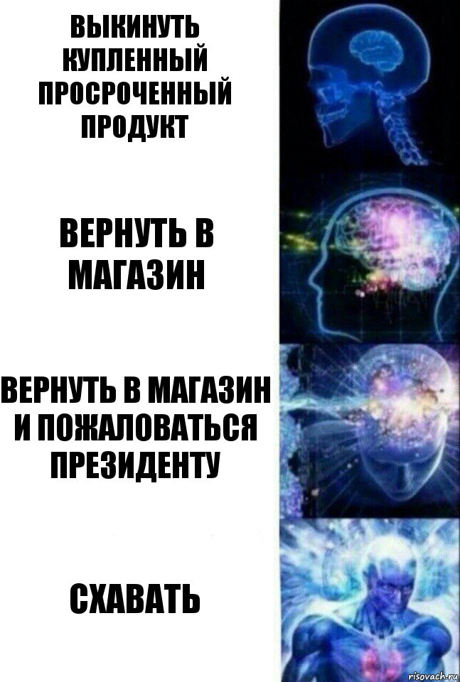 выкинуть купленный просроченный продукт вернуть в магазин вернуть в магазин и пожаловаться президенту схавать, Комикс  Сверхразум