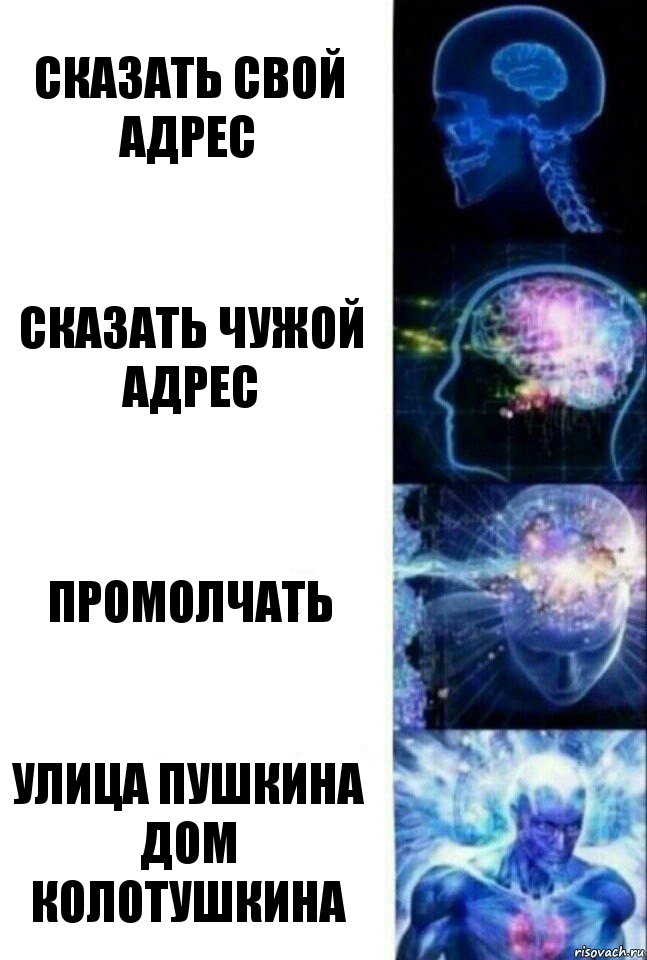Сказать свой адрес Сказать чужой адрес Промолчать Улица пушкина дом колотушкина, Комикс  Сверхразум