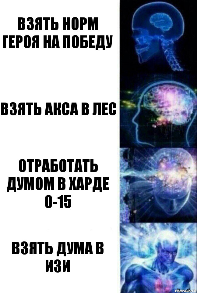 Взять норм героя на победу Взять акса в лес Отработать думом в харде 0-15 Взять дума в изи, Комикс  Сверхразум