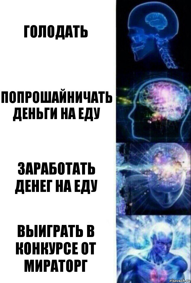 Голодать Попрошайничать деньги на еду Заработать денег на еду Выиграть в конкурсе от Мираторг, Комикс  Сверхразум