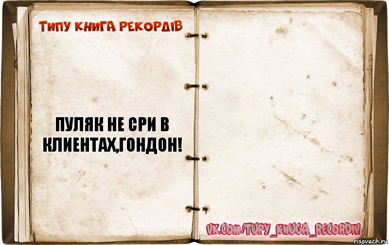 Пуляк не сри в клиентах,гондон! , Комикс  Типу книга рекордв