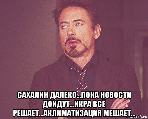  сахалин далеко...пока новости дойдут...икра всё решает...аклиматизация мешает..., Мем твое выражение лица