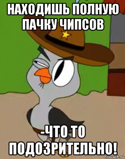 находишь полную пачку чипсов -что то подозрительно!, Мем    Упоротая сова