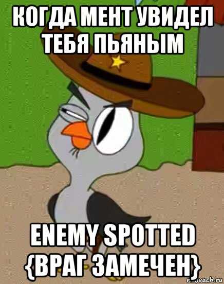 когда мент увидел тебя пьяным enemy spotted {враг замечен}, Мем    Упоротая сова