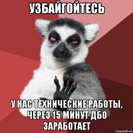 узбайгойтесь у нас технические работы, через 15 минут дбо заработает, Мем Узбагойзя