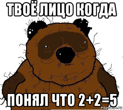 твоё лицо когда понял что 2+2=5, Мем  Винни збс