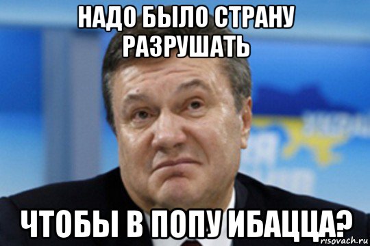 надо было страну разрушать чтобы в попу ибацца?, Мем Янукович