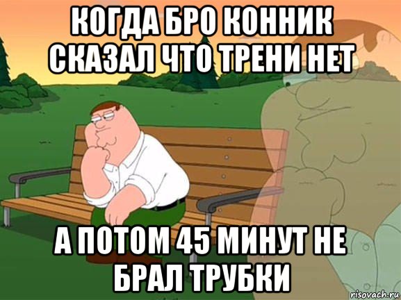 когда бро конник сказал что трени нет а потом 45 минут не брал трубки, Мем Задумчивый Гриффин