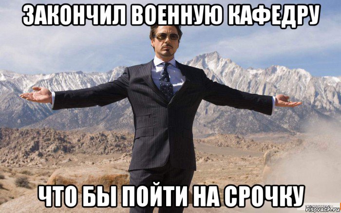 закончил военную кафедру что бы пойти на срочку, Мем железный человек