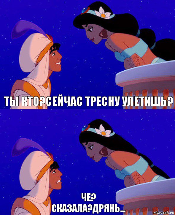 Ты кто?сейчас тресну улетишь? Че?
Сказала?дрянь..., Комикс  Алладин и Жасмин