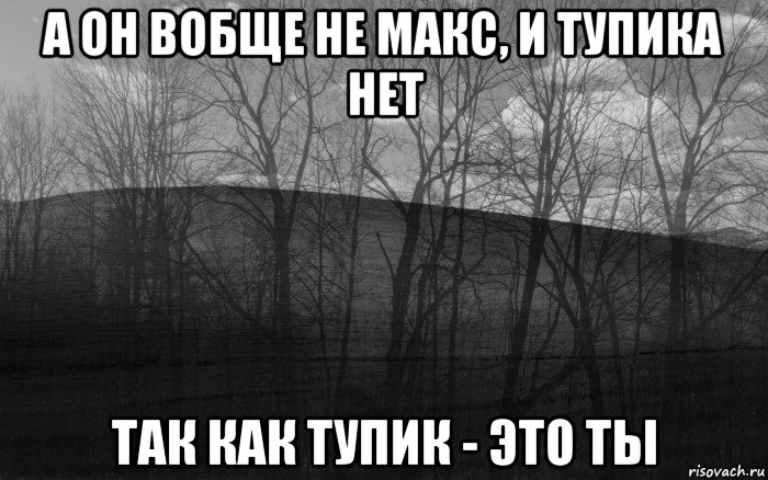 а он вобще не макс, и тупика нет так как тупик - это ты, Мем безысходность лес