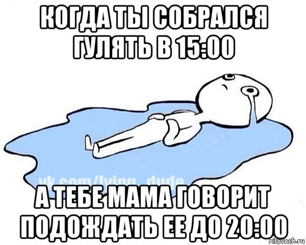 когда ты собрался гулять в 15:00 а тебе мама говорит подождать ее до 20:00, Мем Этот момент когда