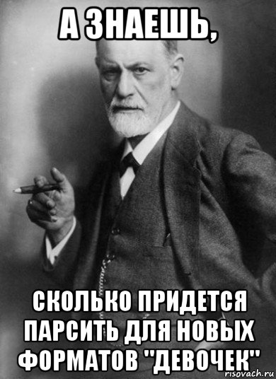 а знаешь, сколько придется парсить для новых форматов "девочек", Мем    Фрейд