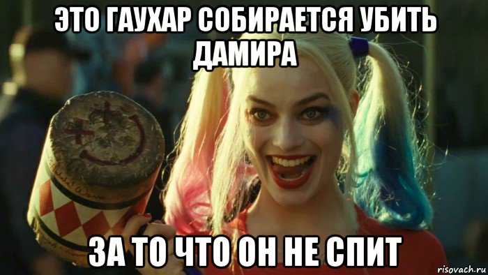 это гаухар собирается убить дамира за то что он не спит, Мем    Harley quinn