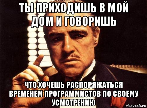 ты приходишь в мой дом и говоришь что хочешь распоряжаться временем программистов по своему усмотрению, Мем крестный отец