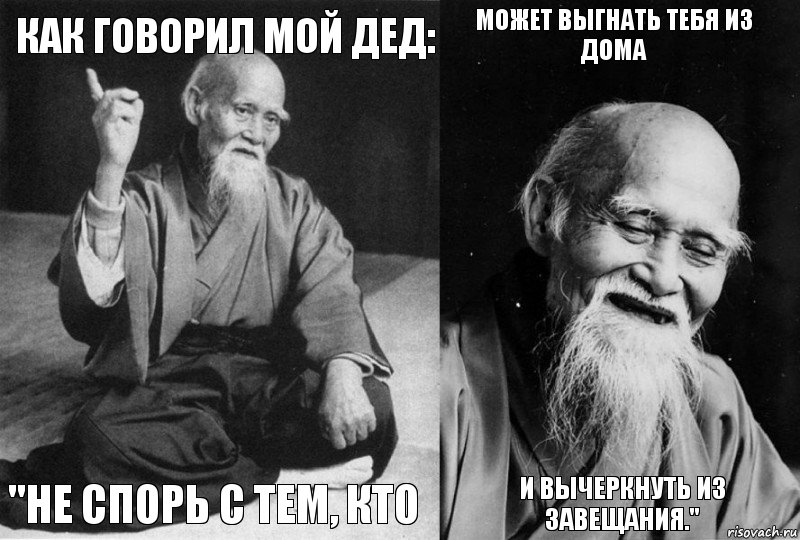 Как говорил мой дед: "Не спорь с тем, кто может выгнать тебя из дома И вычеркнуть из завещания.", Комикс Мудрец-монах (4 зоны)