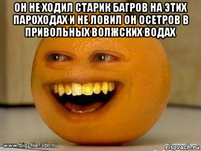 он не ходил старик багров на этих пароходах и не ловил он осетров в привольных волжских водах , Мем Надоедливый апельсин