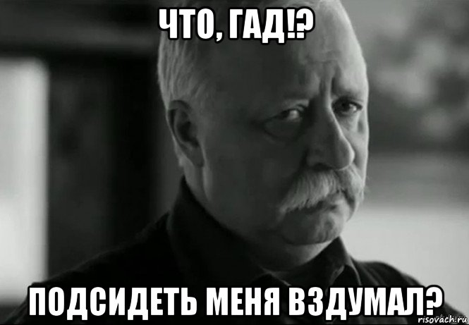 что, гад!? подсидеть меня вздумал?, Мем Не расстраивай Леонида Аркадьевича