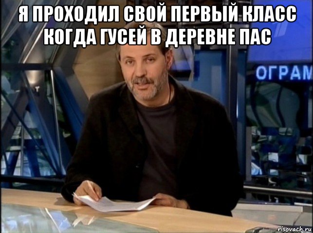 я проходил свой первый класс когда гусей в деревне пас 