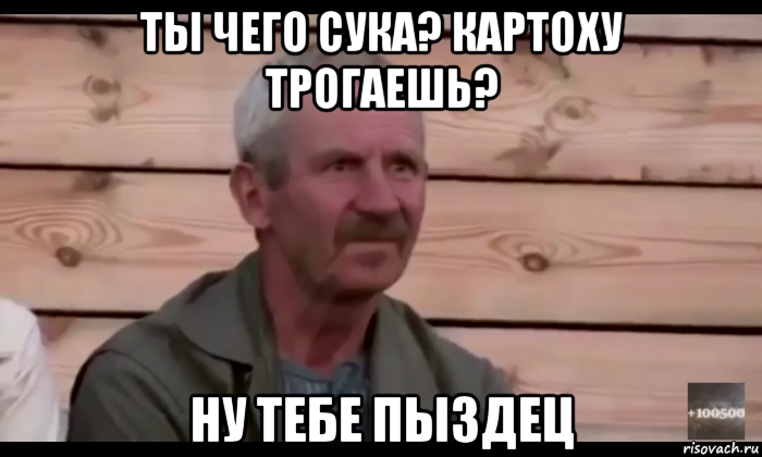 ты чего сука? картоху трогаешь? ну тебе пыздец, Мем  Охуевающий дед