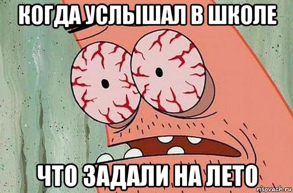 когда услышал в школе что задали на лето, Мем  Патрик в ужасе