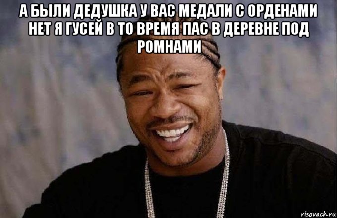 а были дедушка у вас медали с орденами нет я гусей в то время пас в деревне под ромнами , Мем pop