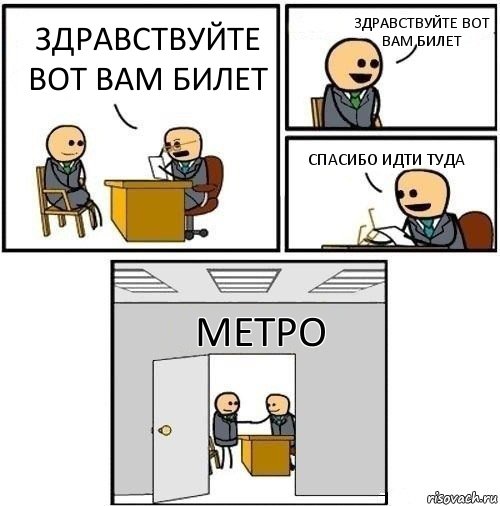 здравствуйте вот вам билет здравствуйте вот вам билет спасибо идти туда метро, Комикс  Приняты