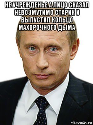 не учрежденье а лицо сказал невозмутимо старик и выпустил кольцо махорочного дыма , Мем Путин