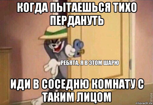 когда пытаешься тихо пердануть иди в соседню комнату с таким лицом, Мем    Ребята я в этом шарю