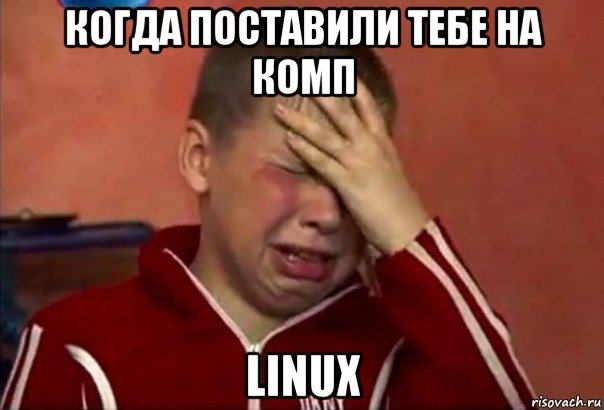 когда поставили тебе на комп linux, Мем     Сашко