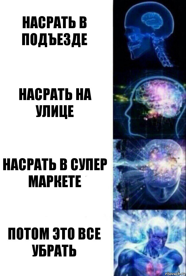 насрать в подъезде насрать на улице насрать в супер маркете потом это все убрать, Комикс  Сверхразум