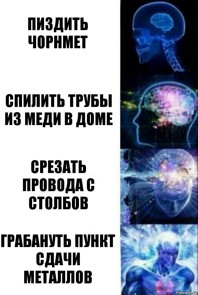 пиздить чорнмет спилить трубы из меди в доме срезать провода с столбов грабануть пункт сдачи металлов, Комикс  Сверхразум