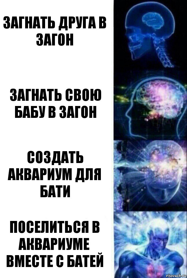 Загнать друга в загон Загнать свою бабу в загон Создать аквариум для бати Поселиться в аквариуме вместе с батей, Комикс  Сверхразум