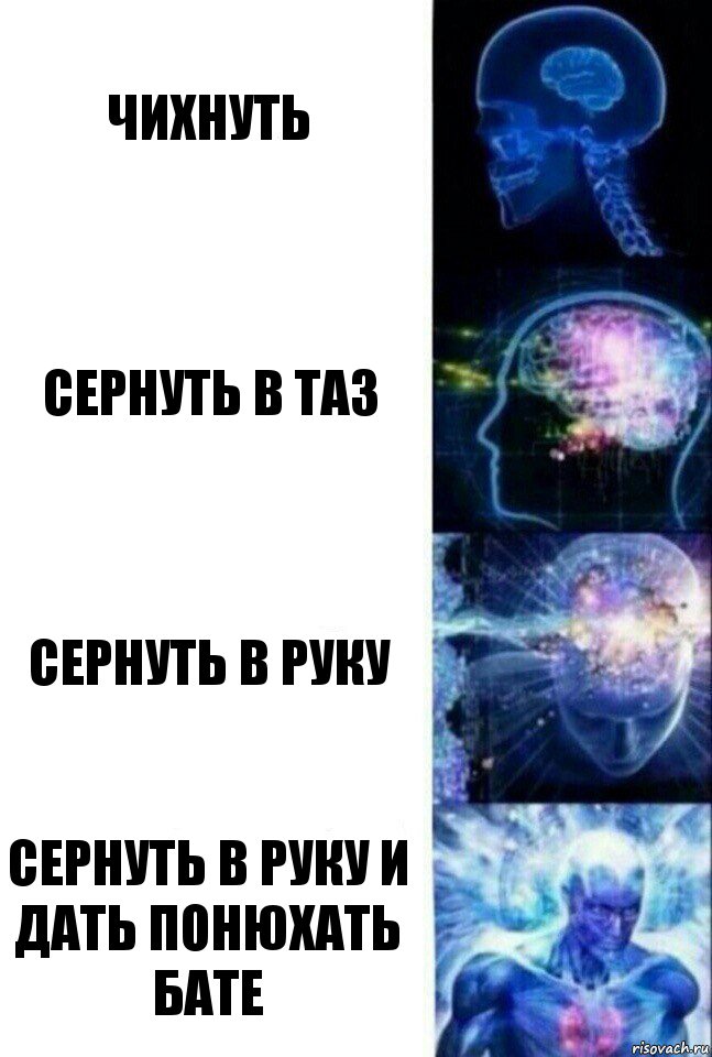 Чихнуть Сернуть в таз Сернуть в руку Сернуть в руку и дать понюхать бате, Комикс  Сверхразум