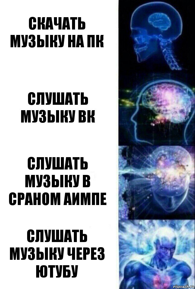 Скачать музыку на пк Слушать музыку вк Слушать музыку в сраном аимпе Слушать музыку через ютубу, Комикс  Сверхразум