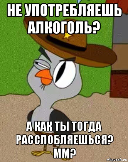 не употребляешь алкоголь? а как ты тогда расслобляешься? мм?, Мем    Упоротая сова