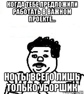 когда тебе предложили работать в важном проекте... но ты всего лишь только уборшик