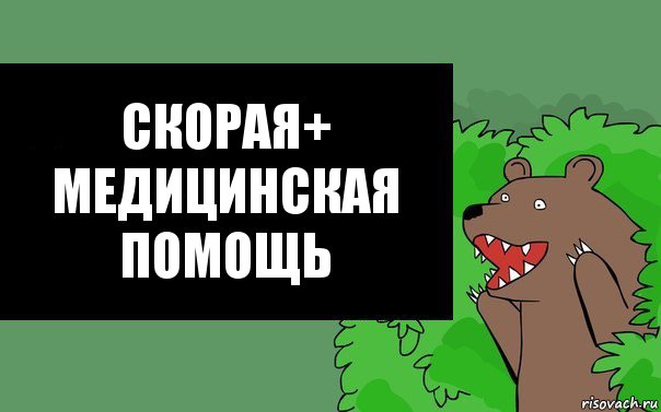 Скорая+ медицинская помощь, Комикс Надпись медведя из кустов