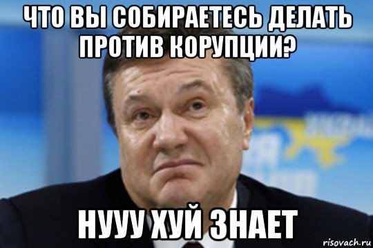 что вы собираетесь делать против корупции? нууу хуй знает, Мем Янукович