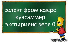 селект фром юзерс куасаммер экспириенс вере 0, Комикс Барт пишет на доске