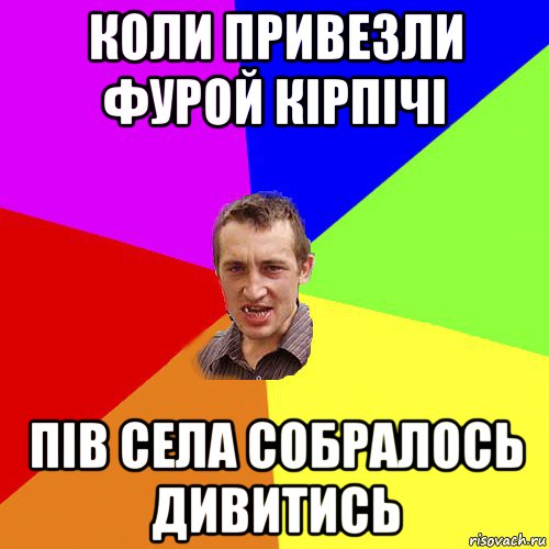 коли привезли фурой кірпічі пів села собралось дивитись, Мем Чоткий паца